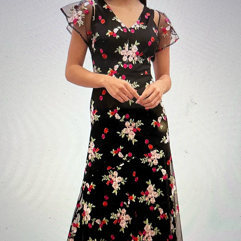 NWT! Beautiful black Sam Edelman embroidered dress size 2